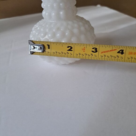 Hobnail Milk Glass Crane Neck Bubble Base Bud Vase - Picture 13 of 13